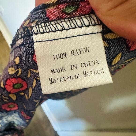 FASHION Multicolored Floral Print V-Neckline Side Slit Tropical Maxi Dress SizeL - Picture 10 of 13